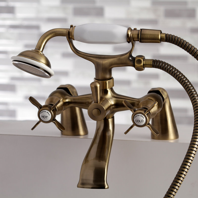 Kingston Brass Essex Triple Handle Deck Mounted Clawfoot Tub Faucet